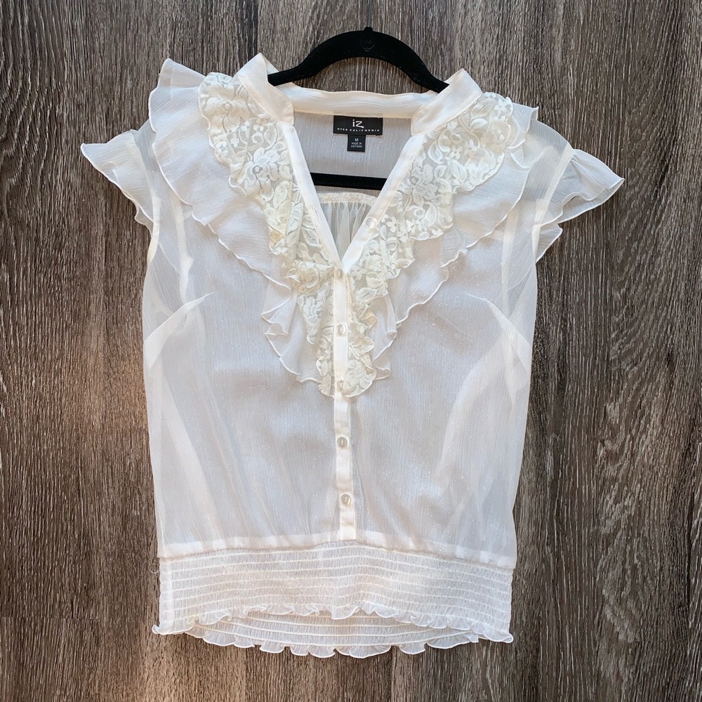 Dressy White Button-down Blouse